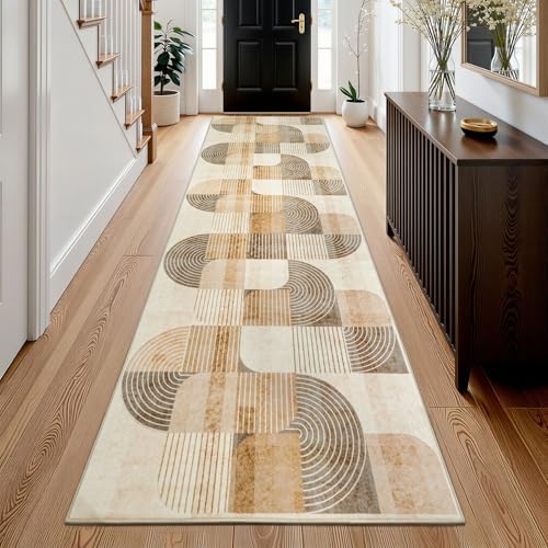 Washable Hallway Runner Rug Non Slip Kitchen Rugs Neutral Beige 2x10 by Ailyei