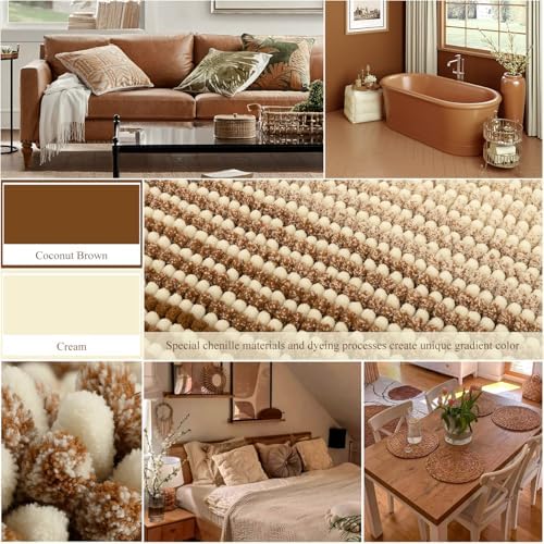 BSICPRO Bathroom Rugs, 20x32 Chenille Bath Mats, Coconut Brown - Image 2