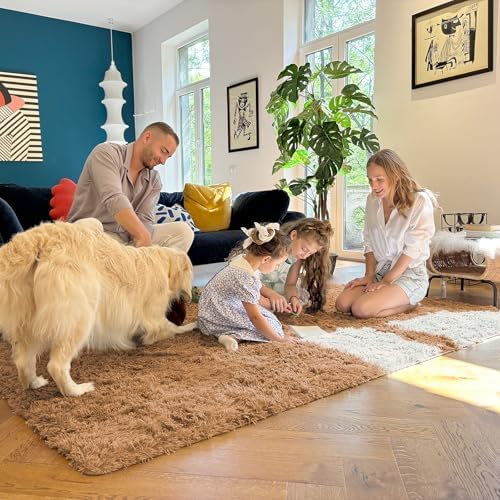OLANLY 2x8 Machine Washable Runner Rugs for Hallway, Soft Fluffy Shaggy Bedside Rugs for Bedroom, Living Room, Indoor Floor Carpet for Kids Girls and Boys, Nursery Rooms, Home Decor Aesthetic, Khaki - Image 7