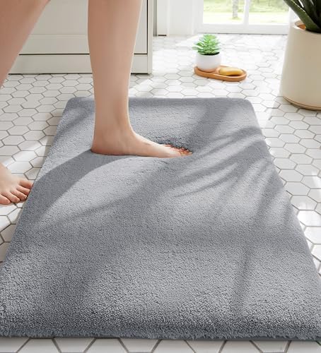 MINIDEAR Bathroom Rugs 32x20 Dark Gray - Thick Memory Foam Bath Mat, Ultra Soft & Plush Fluffy, Non-Slip, Quick Dry, Absorbent Washable Floor Microfiber Mat for Tub, Home Decor Accessories by MINIDEAR