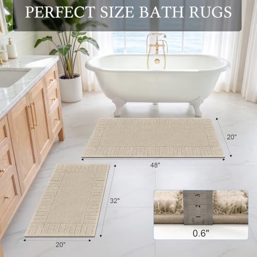 Pauwer Bathroom Rugs Sets 2 Piece, Non Slip Plush Bath Mats, Dark Grey - Image 2