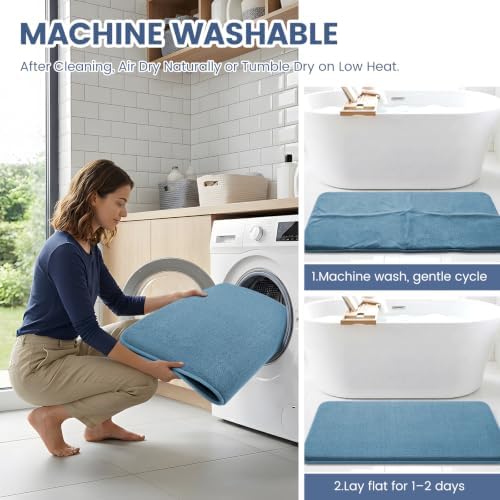 Smiry Memory Foam Bath Mat 59x24, Extra Soft Absorbent Bathroom Rugs - Image 6