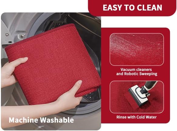 YDKGL Long Kitchen Runner Rugs Kitchen Mat Non Slip Washable Red 17"x59" - Image 4