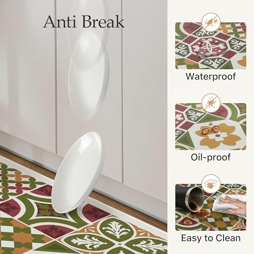 GENIMO Anti Fatigue Kitchen Mats for Floor 2PCS, Standing Rugs, Light Green - Image 3