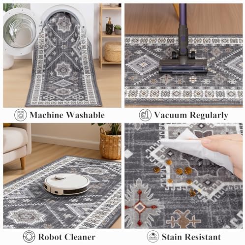 HEBE Boho Kitchen Mats for Floor 24''x72'', Non Slip Washable Runner Rug - Image 5