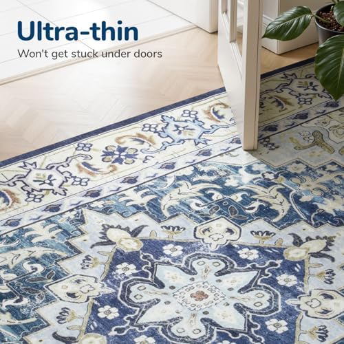 Lessymo Washable Area Rug 5x7 for Living Room, Soft Bedroom Rugs Dark Blue - Image 5