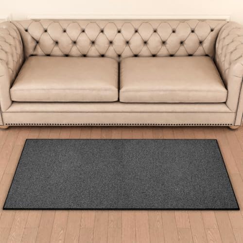 Area Rug with Non Slip Rubber Backing 3 * 5 ft, Washable Soft Floor Carpet for Living Room, Kitchen, Entryway Indoor, Bedroom, Laundry, Low Pile Area Rugs, Solid Color with Pointillism Style, Black - Image 6