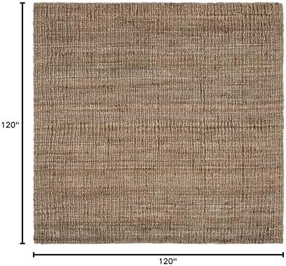 SAFAVIEH Natural Fiber Square Rug 10', Jute Knotted Natural & Grey NF447M - Image 2