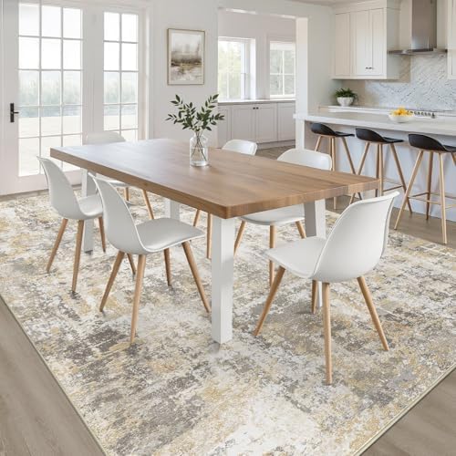 LOONGRUG 6x9 Area Rug Washable Neutral Modern Rug for Living Room Gray Gold - Image 5