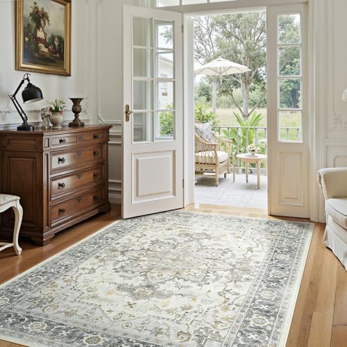 Lofus 6x9 Taupe Grey Rugs for Bedroom Living Room, Vintage Boho Carpet - Image 3