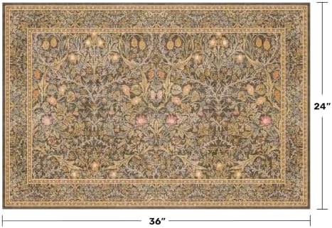 Brown Washable Entry Rug - Front Door Throw Rugs Indoor, Non-Slip Bathroom Small Rugs, Vintage Floral Thin Rug for Kitchen, Boho Earthy Entryway Décor (2x3 Gold Brown) - Image 2