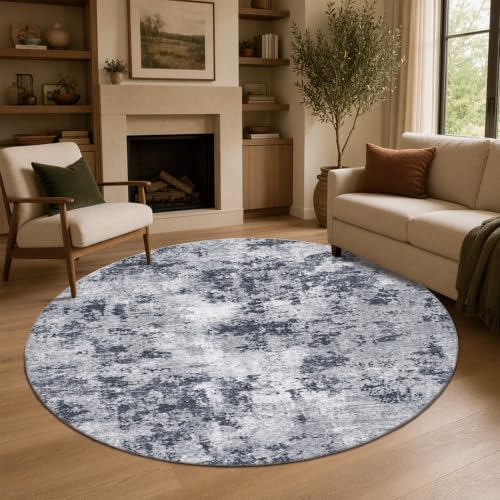 Gray Charcoal Round 6ft Gray Charcoal Area Rug for Living Room Office by Unknown