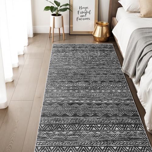 3x6 Runner Rug Washable Moroccan: Non Slip Hallway Floor Mat Charcoal Gray - Image 5
