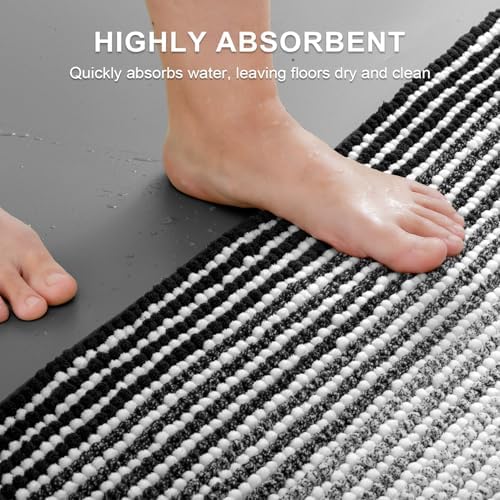 BSICPRO Bathroom Rugs Sets 2 Piece, 32"x20" + U-Shaped 24"x20", Black - Image 5