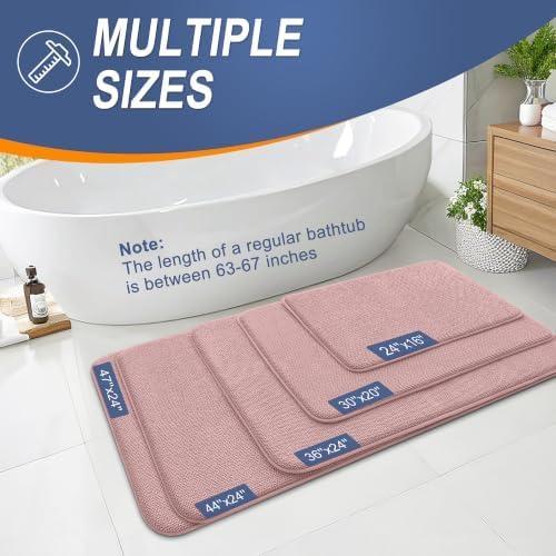 OLANLY Memory Foam Bathroom Runner Rugs 59x20, Long Bath Mats, Dusty Rose - Image 5