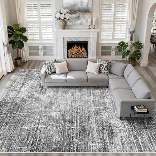 LOONGRUG 10x14 Area Rugs Washable Neutral Modern Rug for Living Room Black by LOONGRUG