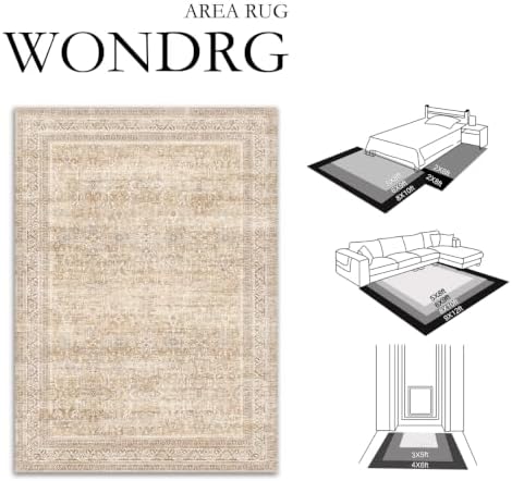 5x7 Beige Neutral Retro Area Rug - Image 2