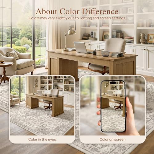 UERMEI 7x9 Area Rug for Living Room Washable Vintage Non Slip Beige Carpet - Image 6