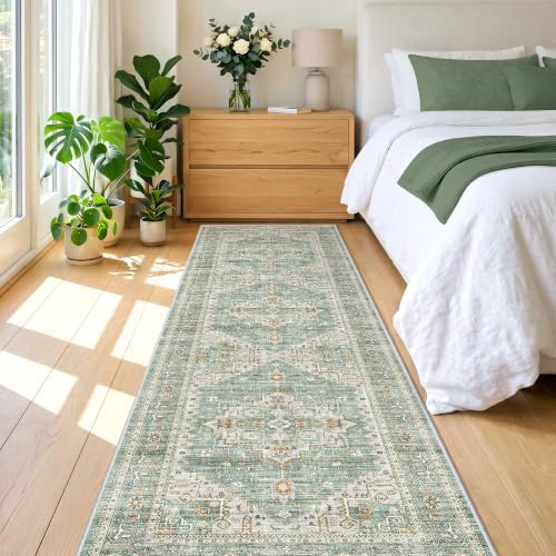 Washable Hallway Runner Rug 2'x10',Floor Carpet Runners for Entryway Green - Image 6