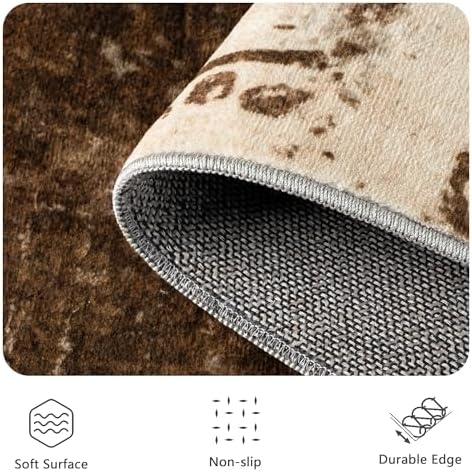 8x10 Rugs for Living Room - Modern Abstract Low Pile Washable Rug, Ultra Soft Non Slip Large Rugs, Floor Carpet for Bedroom Dining Room Office Laundry Nursery Home(Brown) - Image 5