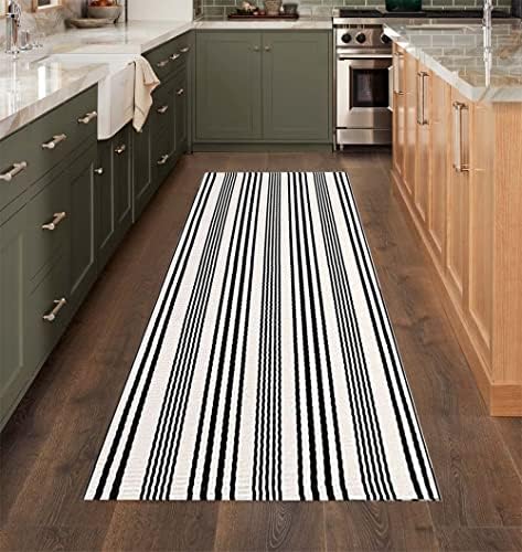 Black and White Striped Runner Rug 2x6ft,Washable Outdoor Entryway Rug - Image 5