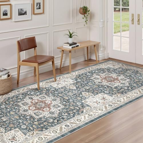 cotiled 3x10 Hallway Runner Rug for Entryway, Non-Slip Vintage, Vintage Blue - Image 3