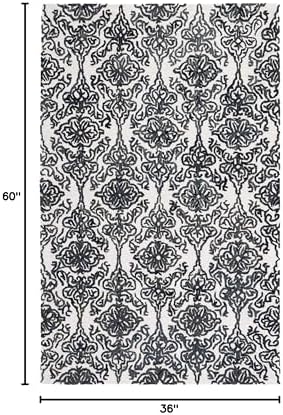 SAFAVIEH Blossom Collection Accent Rug - 3' x 5', Ivory & Black, Handmade Wool, Ideal for High Traffic Areas in Entryway, Living Room, Bedroom (BLM112A) - Image 2