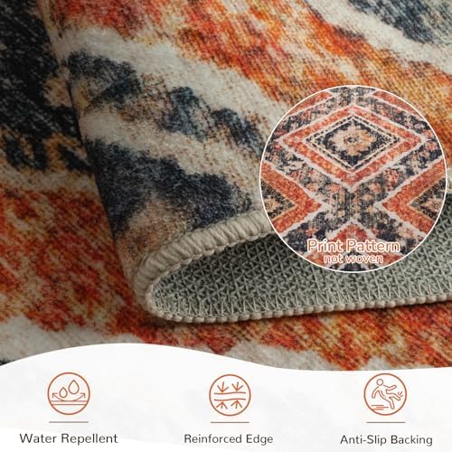 BESTSWEETIE 9'x12' Washable Area Rug for Living Room Bedroom Orange/Brown - Image 5