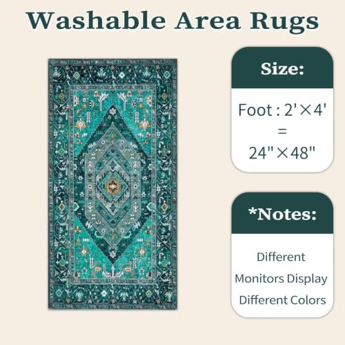 SERISSA 2x4 Washable Non Slip Boho Runner Rug for Entryway，Teal - Image 6