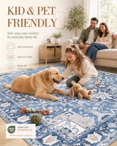 OLANLY 5x7 Washable Area Rugs, Soft Non Slip Carpet for Bedroom Living Room - Image 5
