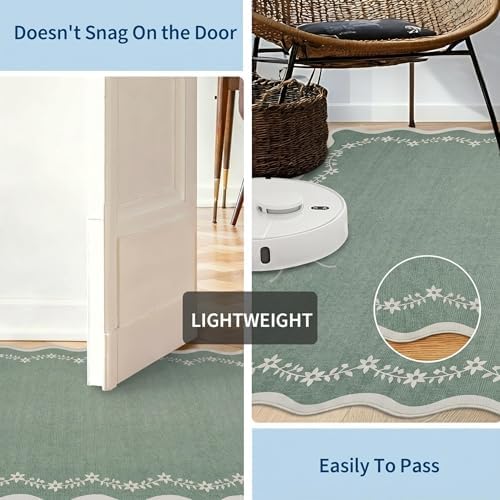 GarveeHome Round Rugs 4ft Scalloped Washable Small Circle Rug for Kids Room - Image 5
