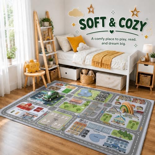 Nayoroom Kids City Community Rug, Airport and Roads, Non-Slip, 5 x 7 ft - Image 4