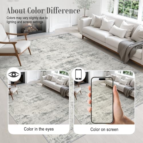 Area Rug Living Room: 3x5 Modern Washable Indoor Soft Carpet Gray - Image 6