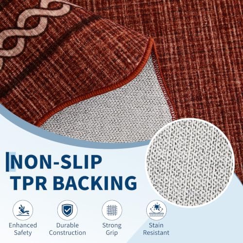 GarveeHome Scalloped Door Mat Indoor Entrance 2x3 Rug Washable Non Slip，Red - Image 3