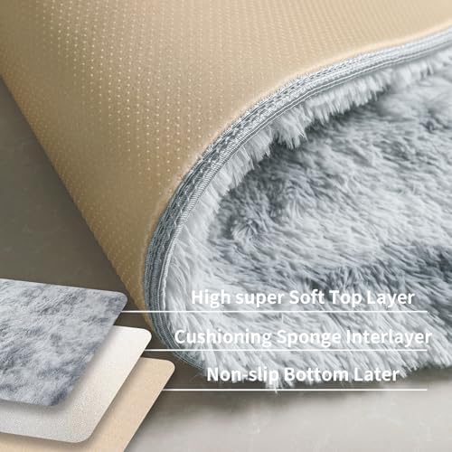 4x6 Light Grey Fluffy Shag Rug for Bedroom, Plush Washable Carpet - Image 4