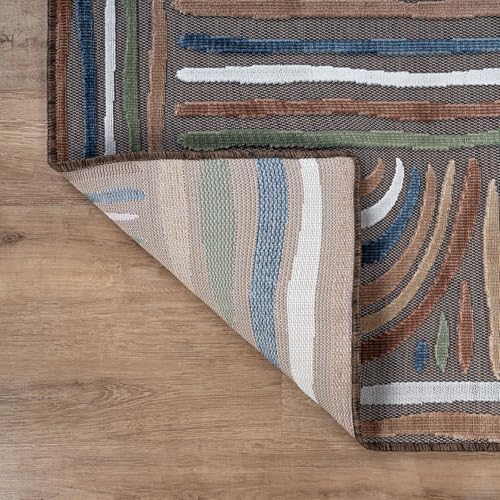 CAMILSON Indoor Outdoor Rug, Brown 10x14 Geometric Arch Striped Large Area Rugs for Patio and Home Areas, Easy-Cleaning Non-Shedding Living Room, Garden and Deck Washable Outside Carpet (10 x 14) - Image 7