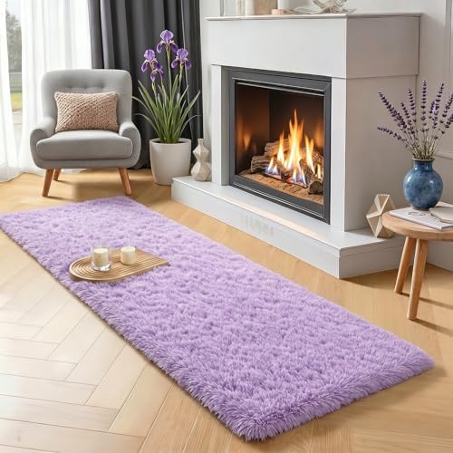 Purple Rug 2' x 6' Shaggy Runner Rugs for Bedroom Girls Living Room Hallway by PAGISOFE