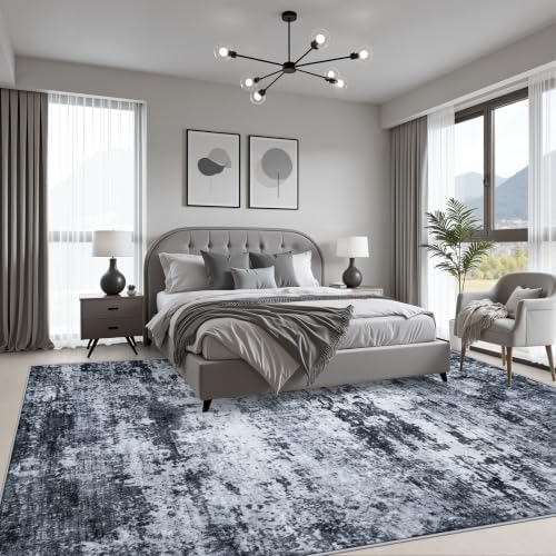 9x12 Area Rug Living Room: Modern Washable Indoor Carpet Black - Image 3