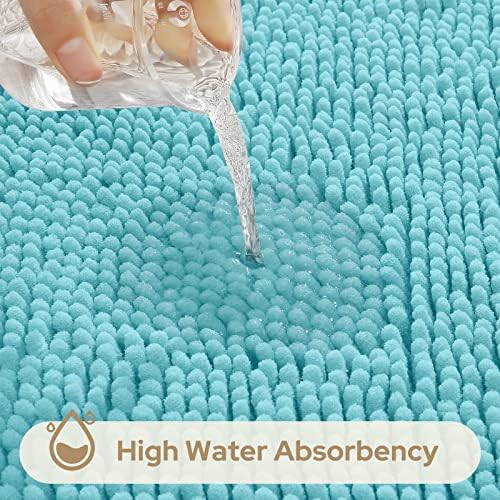 HOMEIDEAS Bathroom Rugs Set of 3, Super Soft Absorbent Chenille Bath Rugs - Image 5