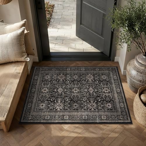 Schweek 2x3 Entryway Rug Washable Non Slip Rugs for Kitchen Black Door Mat by Schweek