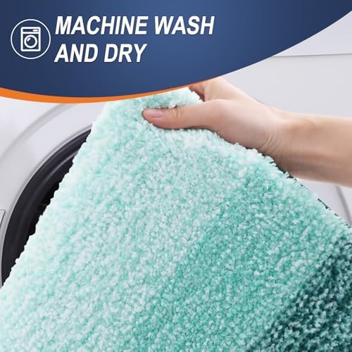 OLANLY Microfiber Bathroom Rugs Sets 3 Piece, Soft Bath Mat, Blackish Green - Image 5
