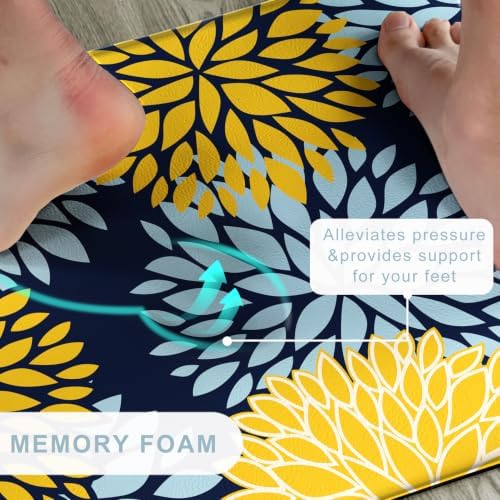 Kitchen Mats Set of 2 Cushioned Anti Fatigue Kitchen Rugs Non Slip Waterproof Kitchen Runner Memory Foam Floor Mat Comfort Standing Mat for Sink,Office,Laundry, Navy Yellow - Image 4