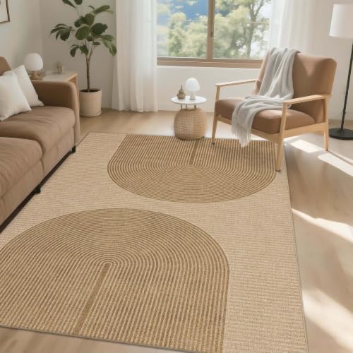 Easy Jute Rug for Pet Homes: 5x7 Outdoor Rug - Geometric Arch Pattern by Arvenchy