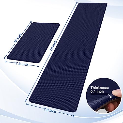 StepRite Kitchen Mats for Floor, 2-Piece Anti-Fatigue Kitchen Rugs, Blue - Image 2