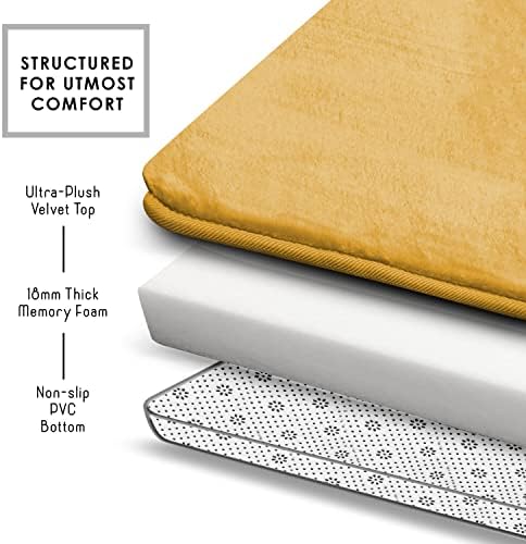 Clara Clark Bathroom Rugs, Velvet Memory Foam Bath Mat, Non-Slip, Machine Washable Bath Rugs - Dries Quickly, Ultra Soft Plush Bath Mats for Bathroom, 20 x 24, Camel Gold - Image 6