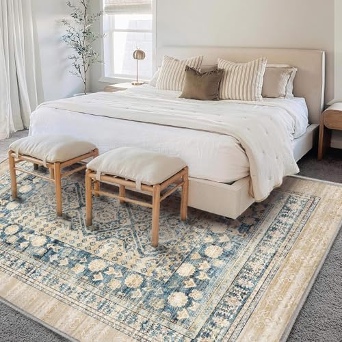 CHAMPLANT Area Rug 6'x9' Washable Vintage Traditional Floor Cover Thin Retro Kitchen Indoor Distressed Non Slip Carpet for Living Room Bedroom Dining Room - Image 2