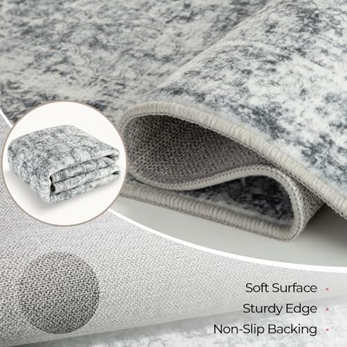 CAPALOCA 8x10 Washable Nursery Girls Low Pile Area Rug Grey - Image 5