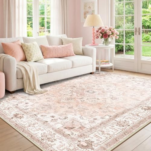 CAPALOCA 5x8 Washable Nursery Girls Low Pile Area Rug Pink - Image 2