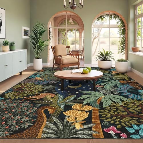 GarveeHome Large Area Rugs 9x12 for Living Room, Jungle Animal Washable Rug Soft Non Slip Backing Floor Mat Carpet Indoor Thin Accent Rug for Bedroom Dining Room Playroom Nursery Home Decor - Image 3
