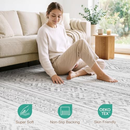 cotiled Boho 10x14 Area Rug for Living Room: Large Moroccan Washable Rug - Image 4
